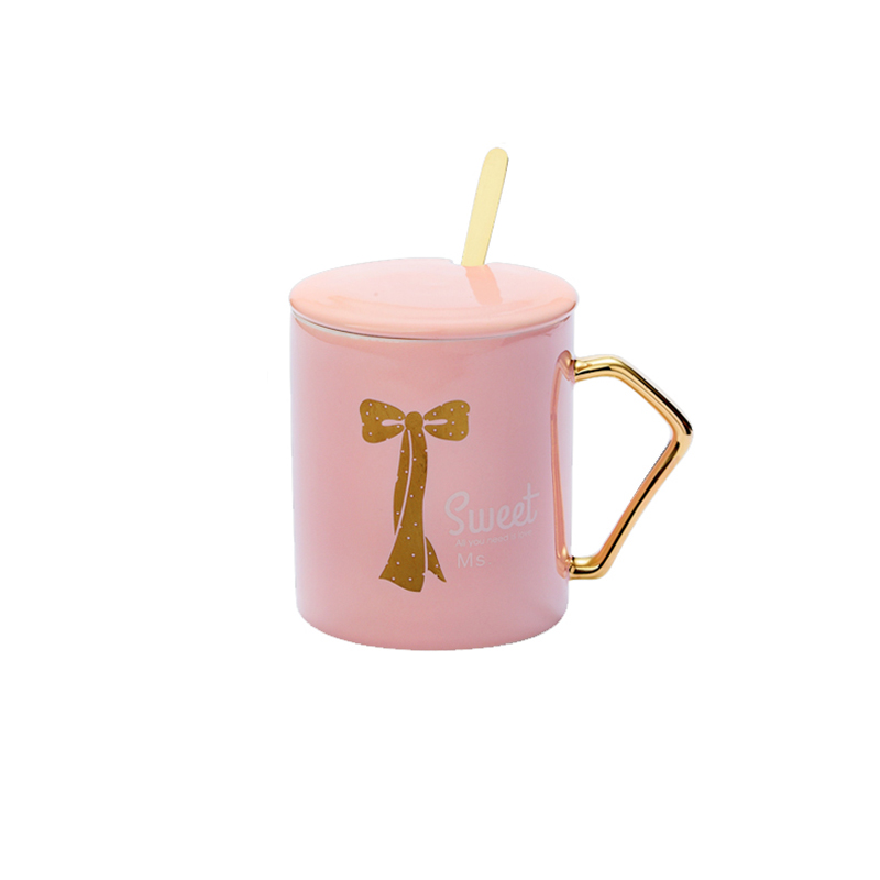 乐唯诗 NERVISHI 90*80mm 350ml 蝴蝶结马克杯 粉色 计价单位:个