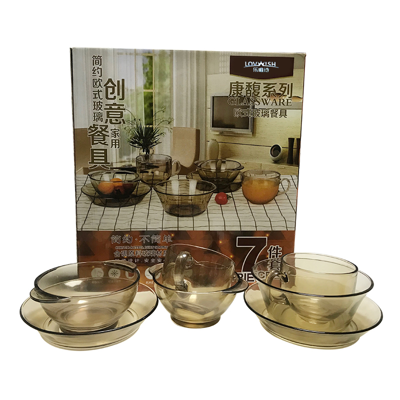 乐唯诗 NERVISHI 38*42cm 简约家用欧式玻璃七件套 计价单位:套