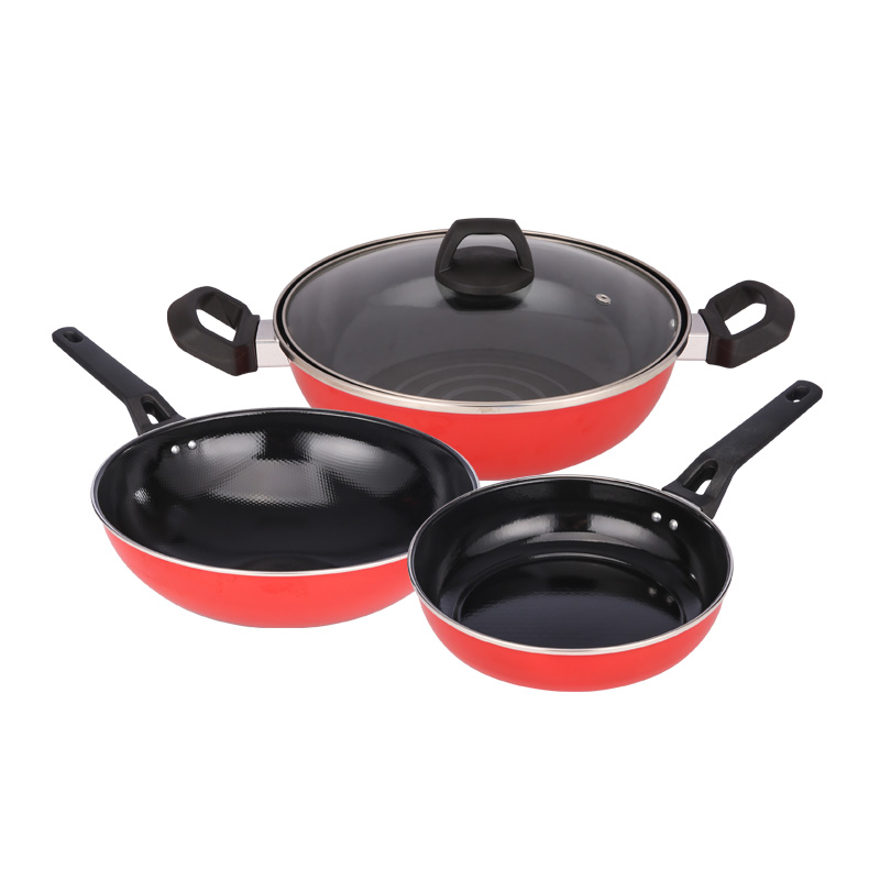 火象 HXG-TG222 好日子珐琅三件套锅具 红色 煎锅22cm 汤锅26cm 炒锅30cm 计价单位:套