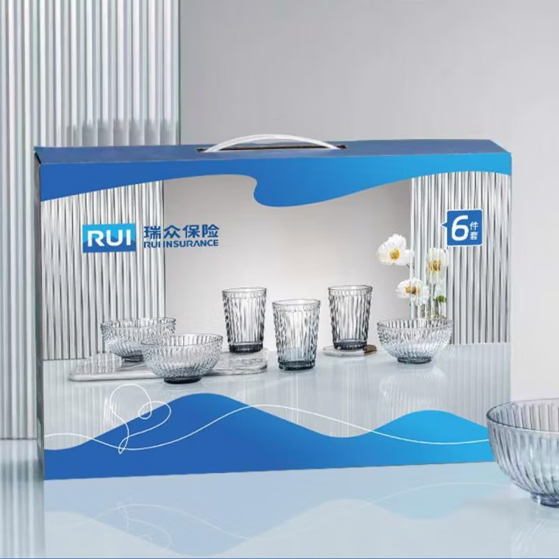 皖亭瑞众定制 乐享时光彩韵杯碗六件套 碗350ml*3+杯子280ml*3