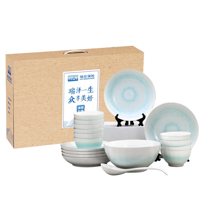 皖亭 碗美人生18头餐具套装 家用白瓷餐具套装可定制