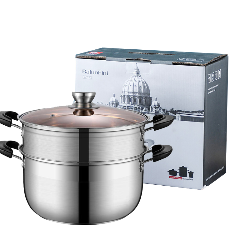 贝伦菲尼 BALUNFINI BP6511 304不锈钢摩登蒸锅 26cm 计价单位:套