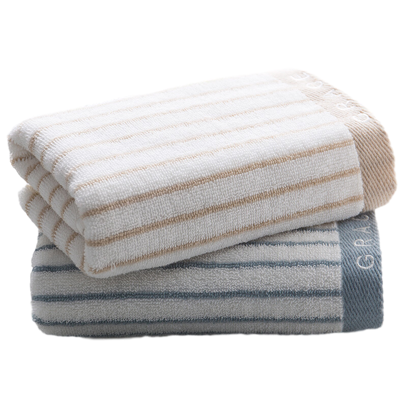 洁丽雅 6450 经典条纹系列纯棉强吸水毛巾 72*34cm 2条装 计价单位:套