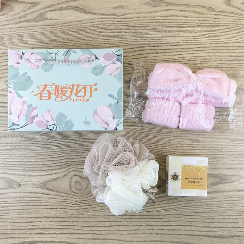 寻氏世纪春暖花开洗浴套装 含珊瑚绒吸水发箍 手腕带 浴球 手工皂