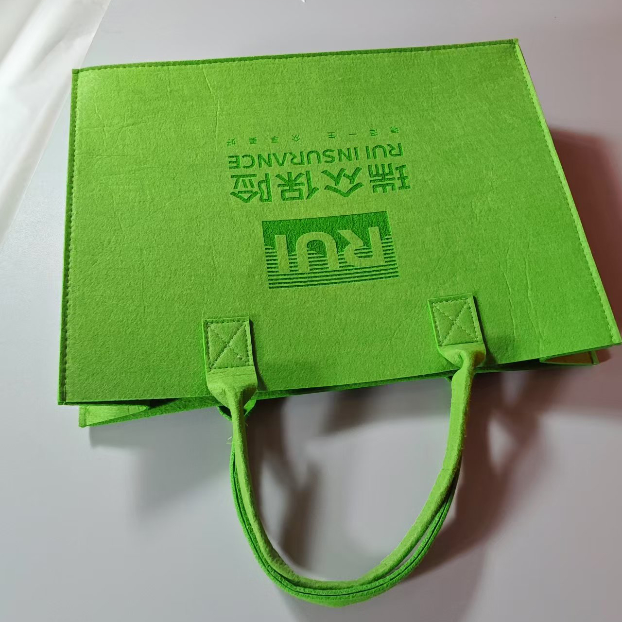 原小野 瑞众定制 专款毛毡包 绿色收纳袋 毛毡切割柔软轻便手提包