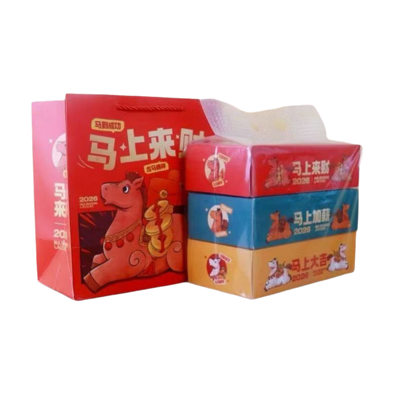 纸为福到 18*18cm 马年抽纸 3盒/提 计价单位:提