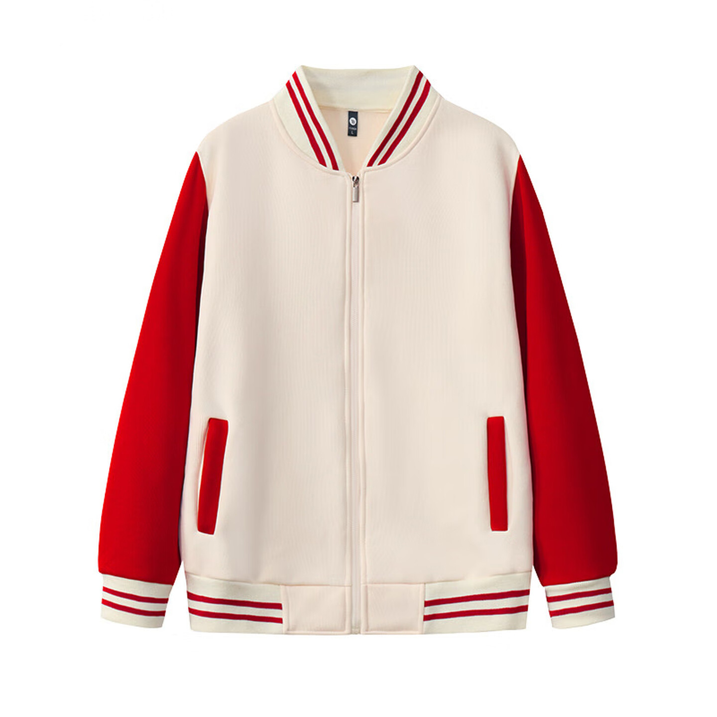 恒丰凯翔 宽松休闲外套 韩棉直条卫衣拉链棒球服 1 红白
