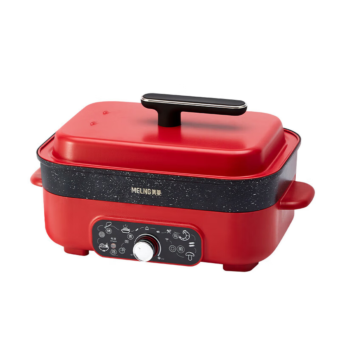 美菱（MeiLing）多功能料理锅MT-LC5005A 蒸煎涮烤烙方形大容量家用锅 红色