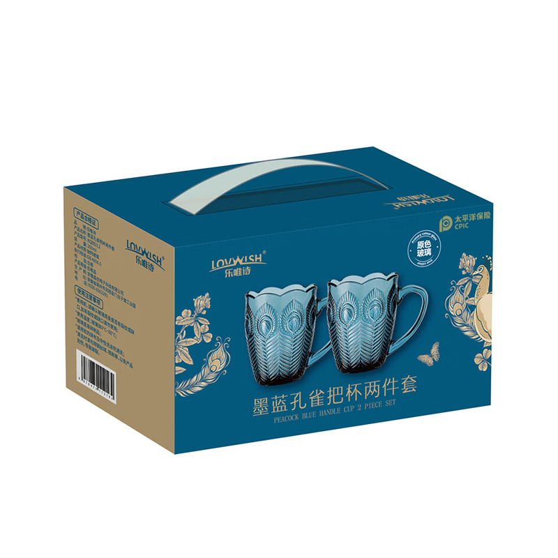 乐唯诗 NERVISHI KQBB L2 墨蓝孔雀把杯两件套 300ml 计价单位:套