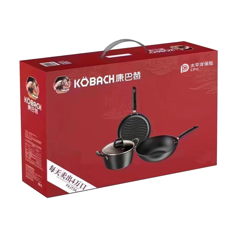 康巴赫 KBH-FXJT3A 双倍防锈精铁炒锅 汤锅 煎锅 三件套 计价单位:套