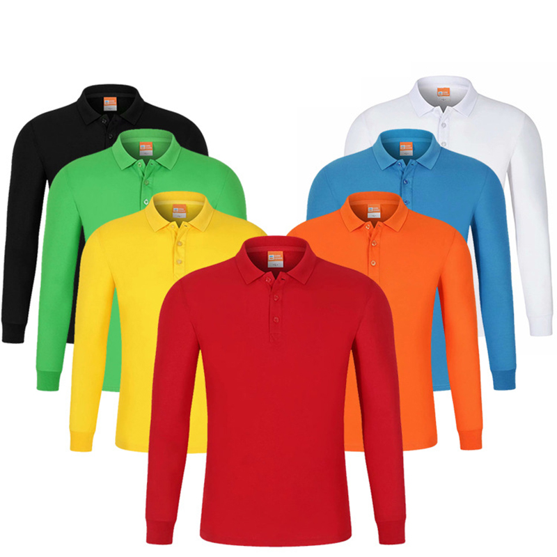 【保销】恒丰凯翔 环保棉翻领长袖 加厚polo衫工作服企业工装翻领长袖T恤订做刺绣